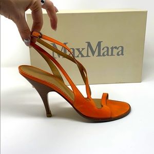 MaxMara orange double strap Stiletto heels shoes